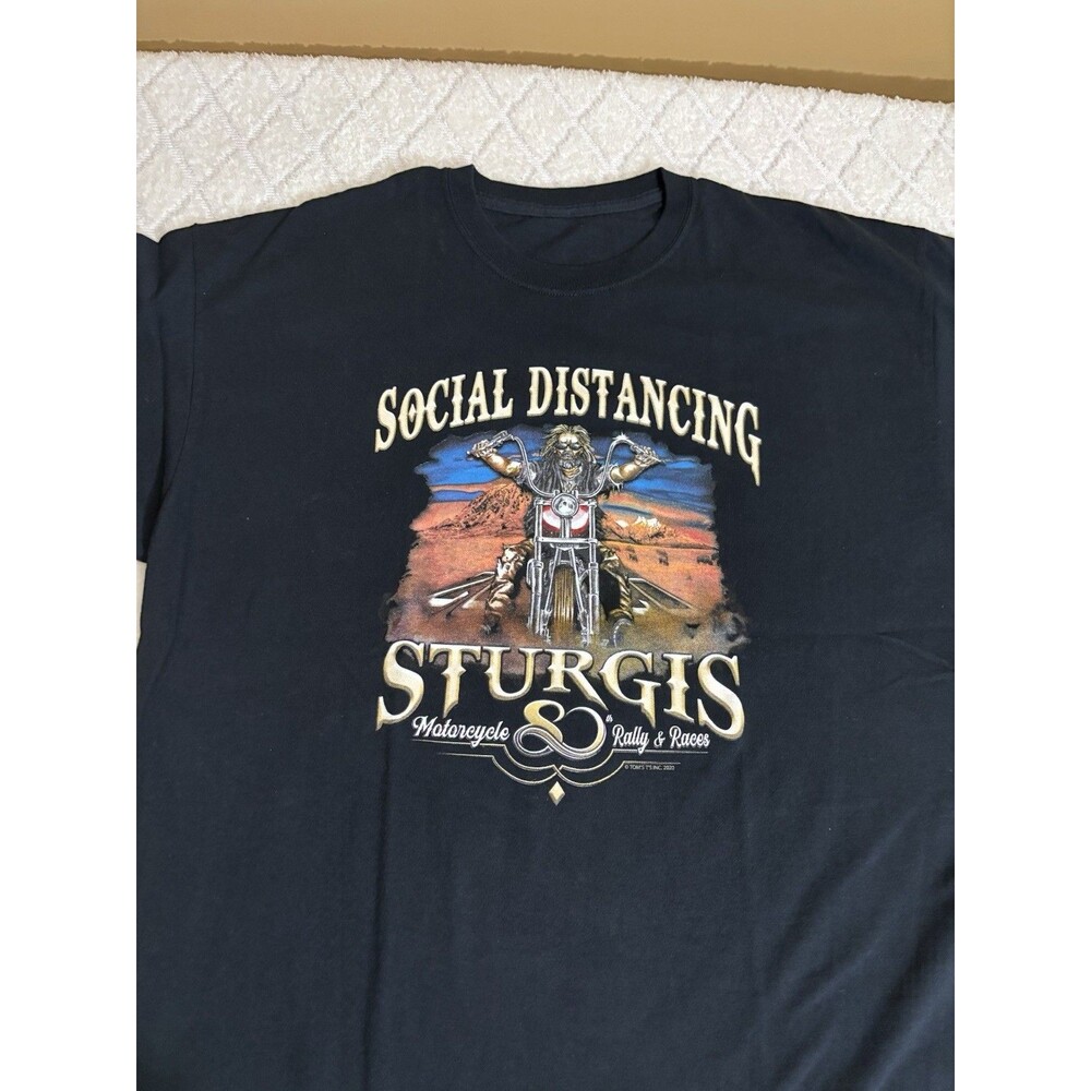 Sturgis Motorcycle Bike Rally Races 2020 COVID Social Distancing 2 Sided Tee XL - Picture 4 of 13